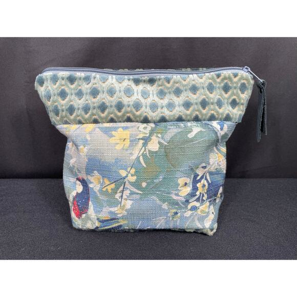 Handmade Bag, Unique One of a Kind Mixed Fabric, Asian Themed Satchel, Blue Hues - Picture 1 of 6